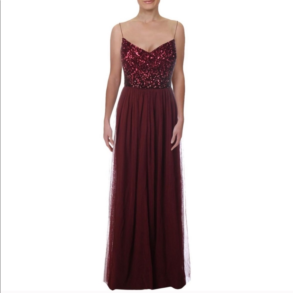 ADRIANNA PAPELL Sequin Spaghetti Strap Dress size 2